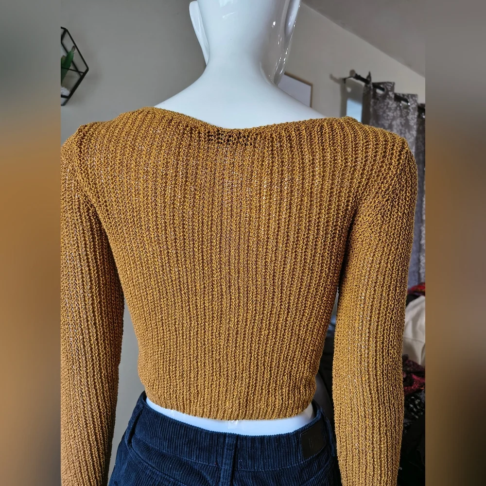 Zara Twist-Front Cropped Sweater in Mustard - Picture 8 of 10